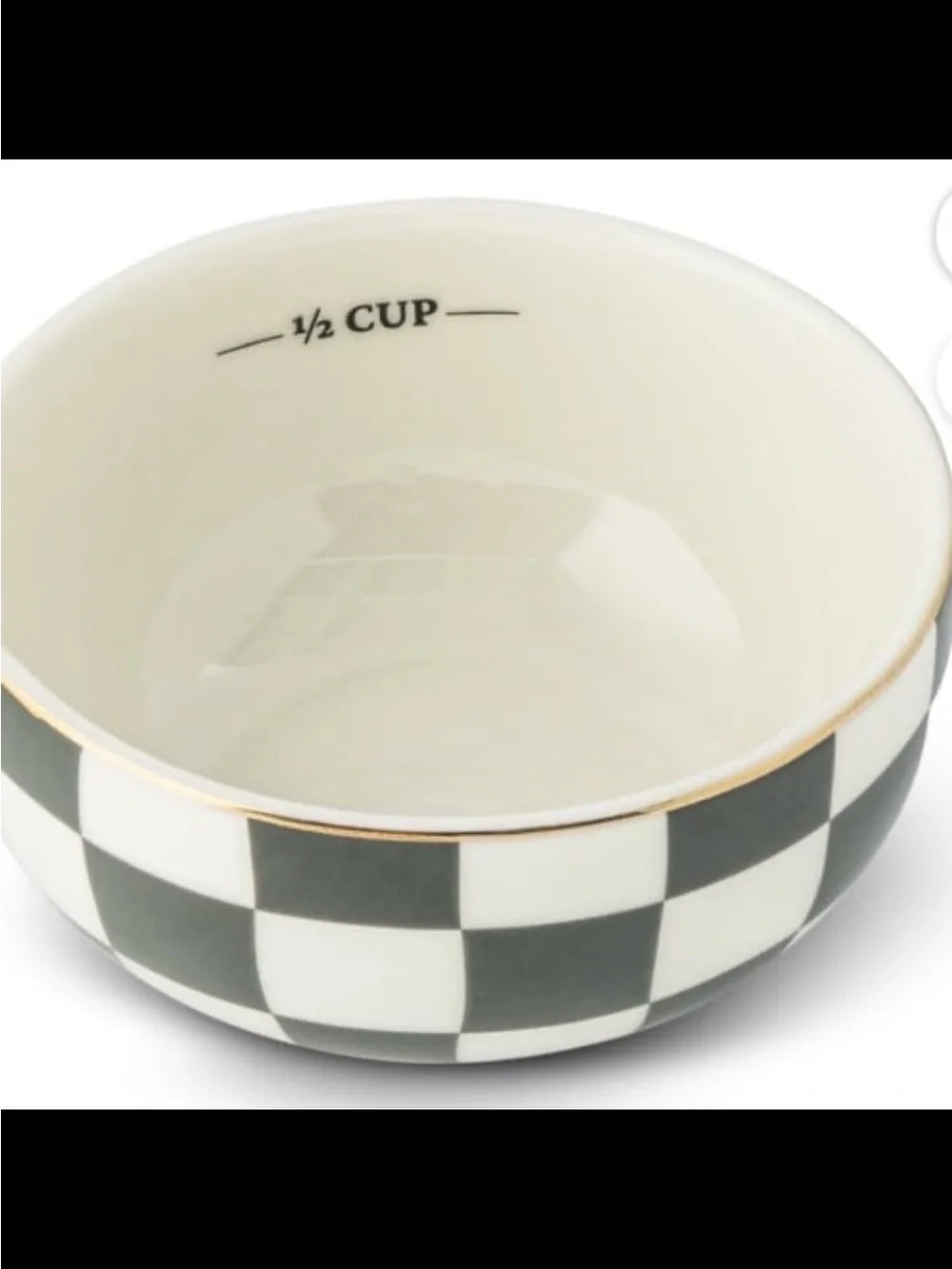 Thyme & Table Green Check 5-Piece Ceramic Mixing Bowl & Measuring Cup Set